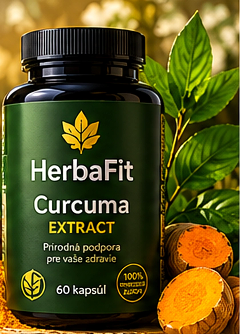 HerbaFit Curcuma Extract: produktová vizualizácia bez voľne položených kapsúl